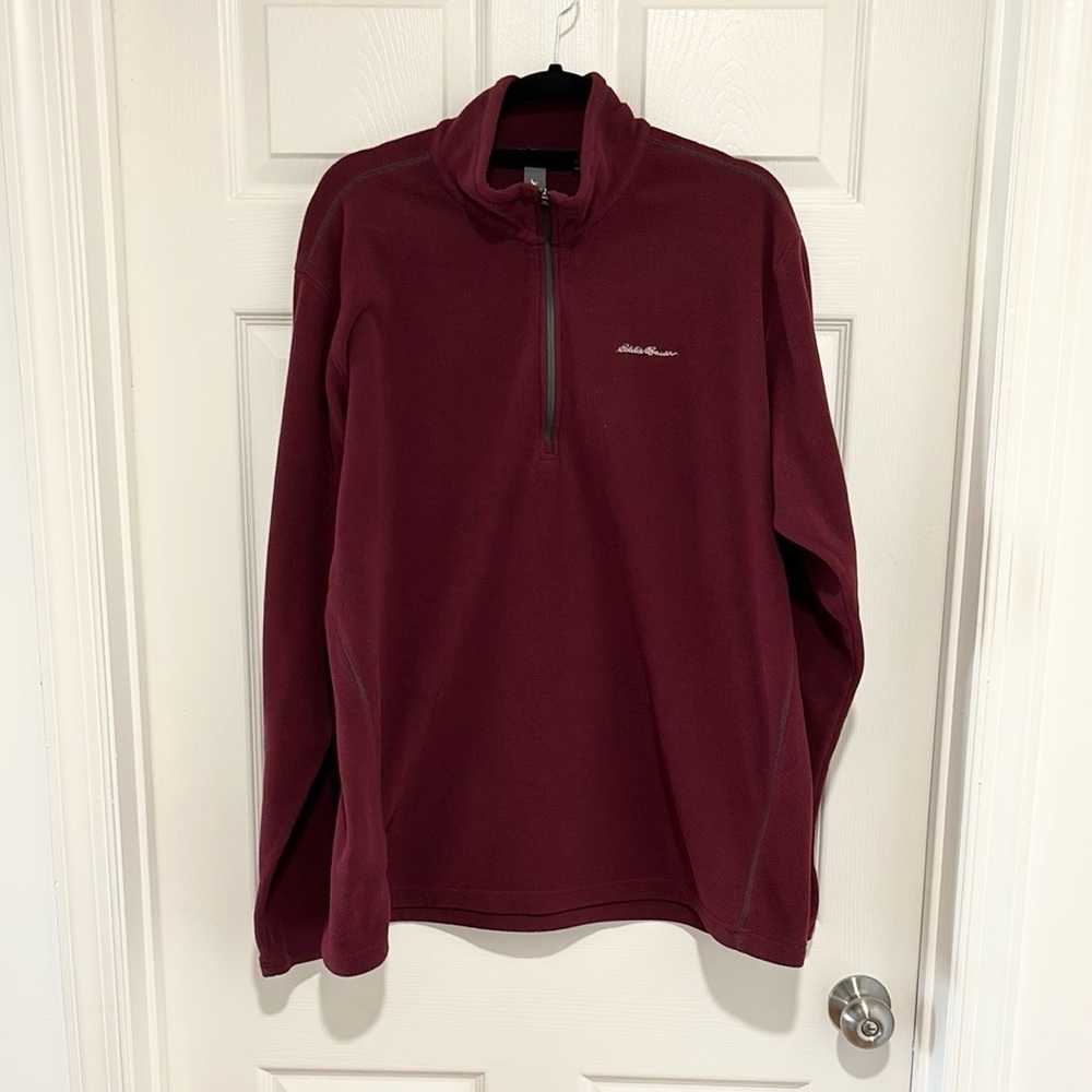 Eddie Bauer Maroon Burgundy Quarter-Zip Pullover Size TXL
